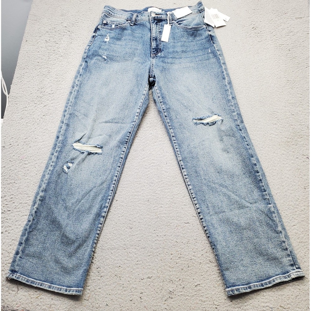 Jessica Simpson Dallas Boyfriend Jeans Womens 8 Blue Denim Stretch Distressed - Picture 1 of 11